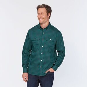 Duluth Trading Co Men's Untucked Standard Fit Shirt in Green/Navy Gingham XL
